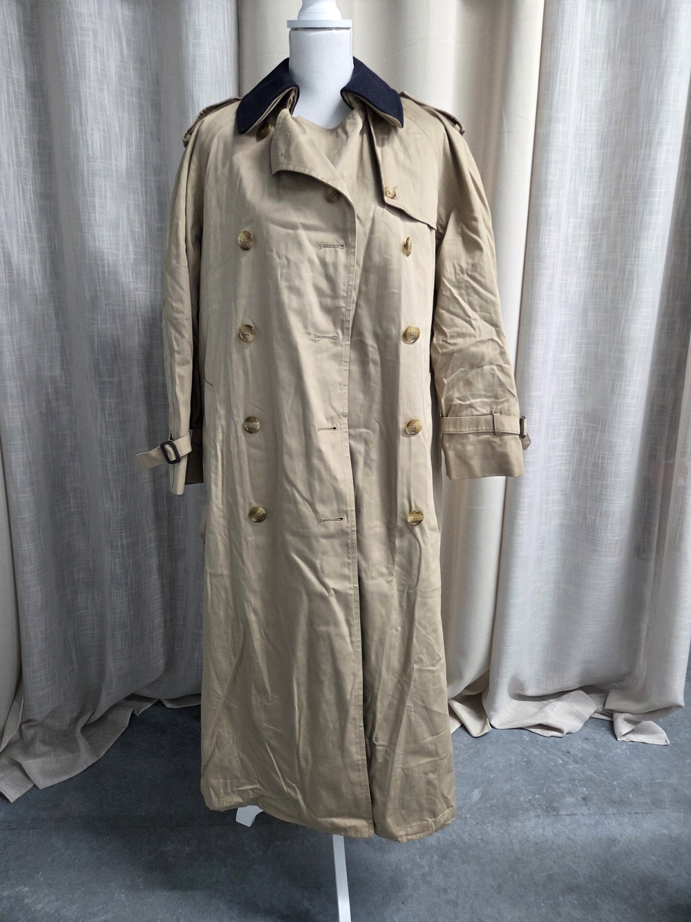 VTG Newport Harbor American Airlines Beige Trench Coat Collar Thinsulate - Men